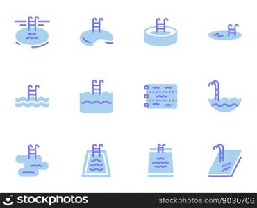 Simple vector icon swimming pool. Flat illustration on a theme swimming pool