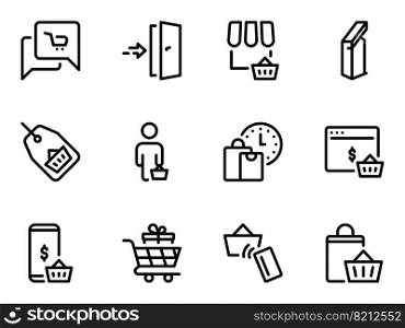 Simple vector icons. Flat illustration on a theme time, payment for goods. Set of black vector icons, isolated against white background. Flat illustration on a theme time, delivery, purchase, payment for goods