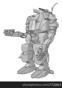 Simple vector illustration of a grey robot standing arm out