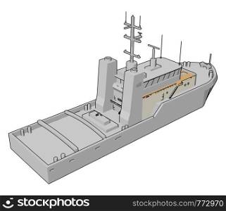 Simple vector illustration of a white navy battle ship white background
