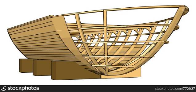 Simple vector illustration of a wooden keel white background