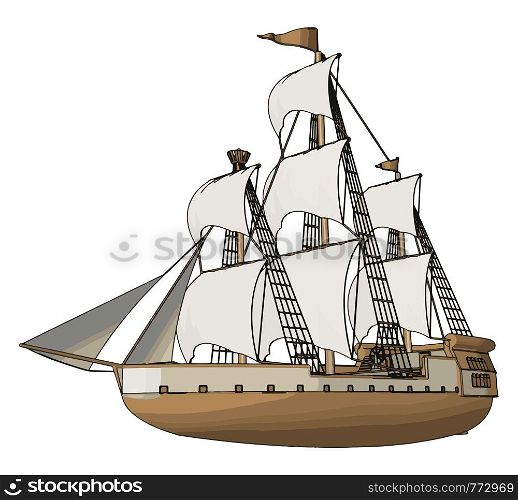 Simple vector illustration of an old sailing ship white backgorund