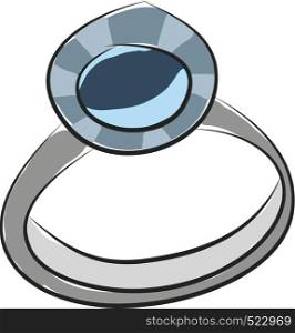 Simple vector illustration on white background of a silver rind with blue gem