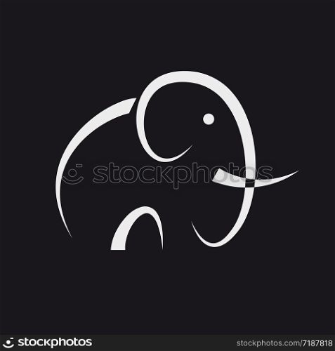Simple vector logo abstract elephant on black background