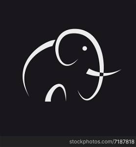 Simple vector logo abstract elephant on black background