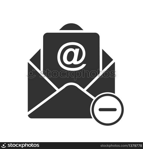 Simple vector mail icon, delete email. Stock design isolated on a white background for websites and apps