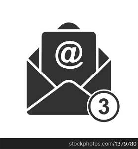 simple vector mail icon with the number of messages. Stock design isolated on a white background for websites and apps