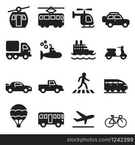 Simple vehicle and transport related icons set