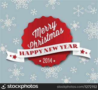Simple vintage retro vector Christmas card (blue and red) 2014