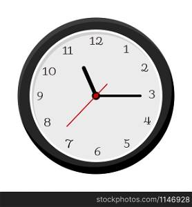 Simple wall clock isolated on white background, vector illustration. Simple wall clock isolated on white