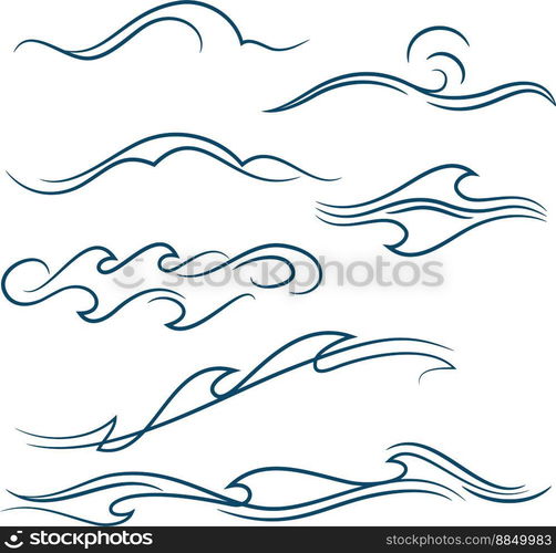 Simple waves set vector image
