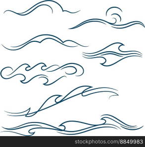 Simple waves set vector image