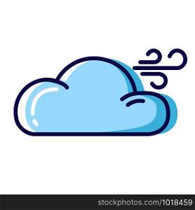 Simple weather icon - outline filled colorful - forecast sing with blue cloud and wind - vector isolated symbol on white background.. Weather Line Filled Color Icons