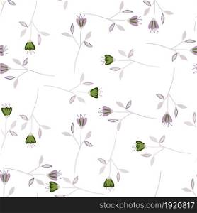 Simple wildflower seamless pattern isolated on white background. Abstract botanical design. Elegant floral ornament. Nature wallpaper. For fabric, textile print, wrapping, cover. Vector illustration. Simple wildflower seamless pattern isolated on white background.