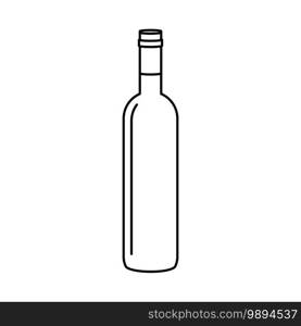 Simple wine bottle outline vector icon