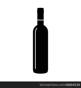 Simple wine bottle silhouette vector icon