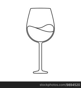 Simple wine glass for retaurant dinner concept in outline vector icon