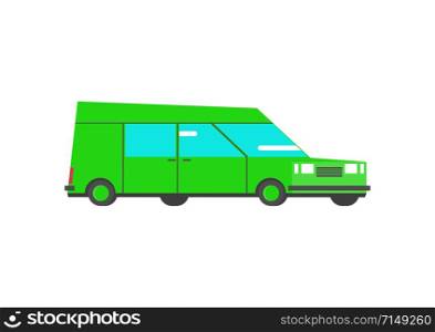 Simplified cartoon car on a white background. Side view. Flat vector.