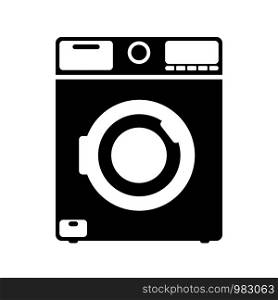 Simplified icon of washing machine, isolated on white background