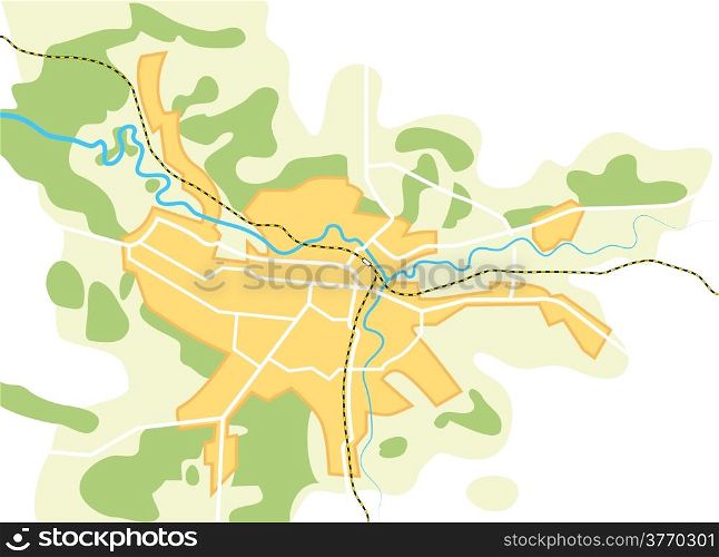 Simplified Vector Map of The City 2. Decorative background vector illustration EPS-8.