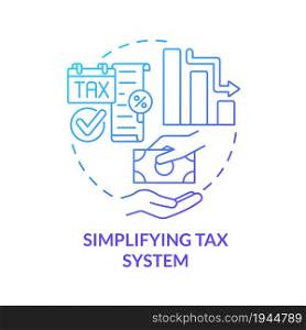 Simplifying taxation system concept icon. Taxation study abstract idea thin line illustration. Corruption influence on tax system. Economics issues. Vector isolated outline color drawing.. Simplifying taxation system concept icon