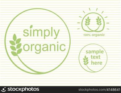 Simply organic vector label, logo or sticker for products in green - 3 varieties
