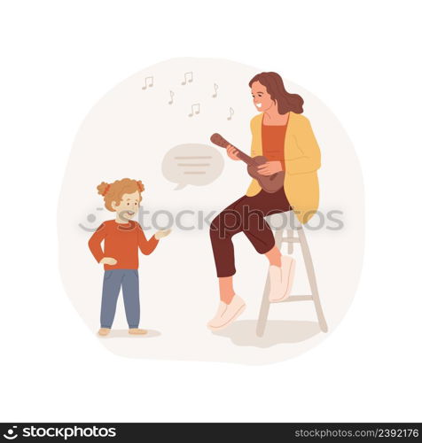 Sing songs isolated cartoon vector illustration. Learn simple words by heart, singing songs together, learning and mental skills development, child care program, kindergarten vector cartoon.. Sing songs isolated cartoon vector illustration.