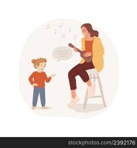 Sing songs isolated cartoon vector illustration. Learn simple words by heart, singing songs together, learning and mental skills development, child care program, kindergarten vector cartoon.. Sing songs isolated cartoon vector illustration.