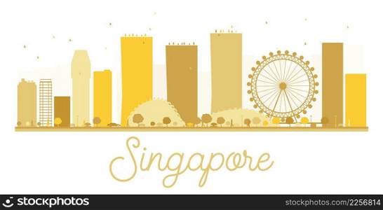 Singapore City skyline golden silhouette. Vector illustration. Simple flat concept for tourism presentation, banner, placard or web site. Business travel concept. Cityscape with landmarks