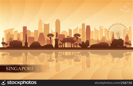 Singapore city skyline silhouette background, vector illustration
