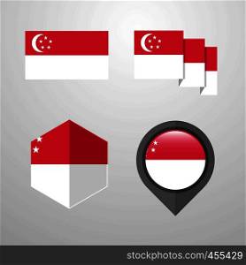 Singapore flag design set vector