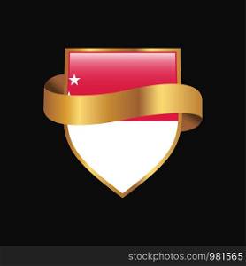 Singapore flag Golden badge design vector