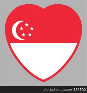 Singapore Flag In Heart Shape Vector illustration Eps 10.. Singapore Flag In Heart Shape Vector illustration Eps 10