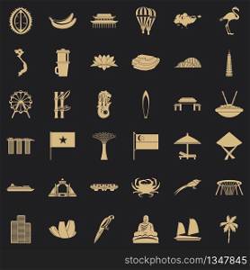 Singapore icons set. Simple style of 36 singapore vector icons for web for any design. Singapore icons set, simple style