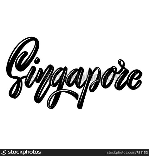 Singapore. Lettering phrase on white background. Design element for poster, banner, t shirt, emblem. Vector illustration