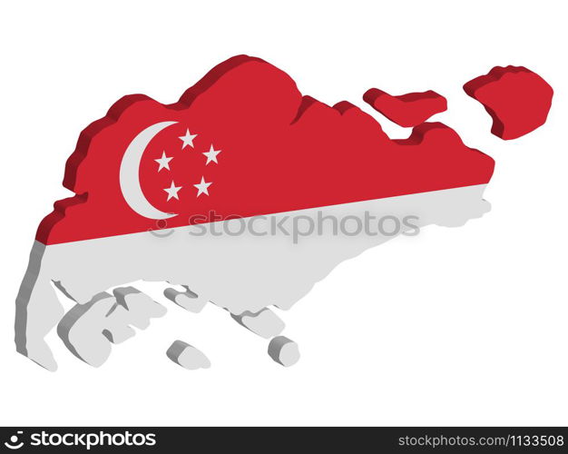 Singapore map flag vector 3D illustration Eps 10.. Singapore map flag vector 3D illustration Eps 10