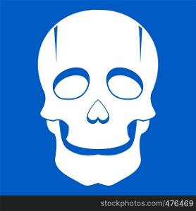 Singer mask icon white isolated on blue background vector illustration. Singer mask icon white