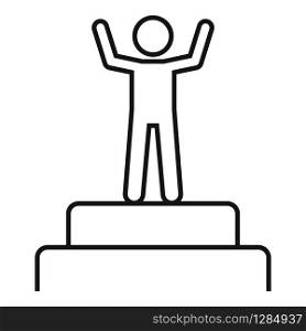 Singer on podium icon. Outline singer on podium vector icon for web design isolated on white background. Singer on podium icon, outline style