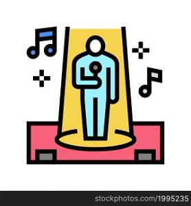 singer performance song on stage color icon vector. singer performance song on stage sign. isolated symbol illustration. singer performance song on stage color icon vector illustration