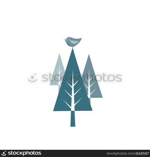 Singing bird illustration vector on white background