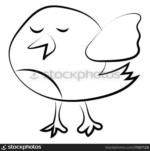 Singing bird sketch, illustration, vector on white background.