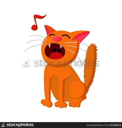 Singing cat icon in cartoon style isolated on white background. Singing cat icon, cartoon style