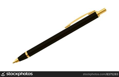 Single black vector ballpoint pen. Classic ballpoint pen. Vector illustration