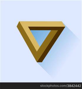 Single Brown Triangle Isolated on Blue Background.. Single Triangle