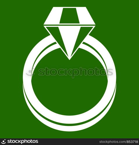 Single diamond ring in simple style isolated on white background vector illustration. Single diamond ring icon green