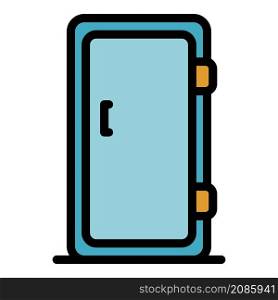 Single door refrigerator icon. Outline single door refrigerator vector icon color flat isolated. Single door refrigerator icon color outline vector