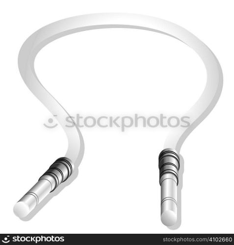 Single electrical cable in white with drop shadow