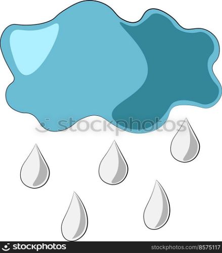 Single element Cloud with rain. Draw illustration in colors