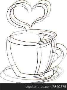 Single element Cup. Draw illustration black and brown