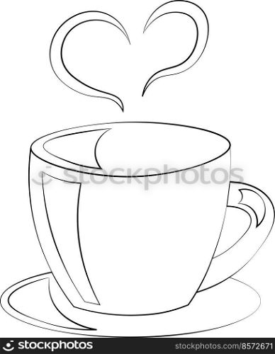 Single element Cup. Draw illustration black and white